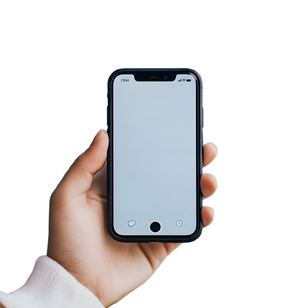 Blank Screen Smartphone in Hand on a Transparent Backdrop png