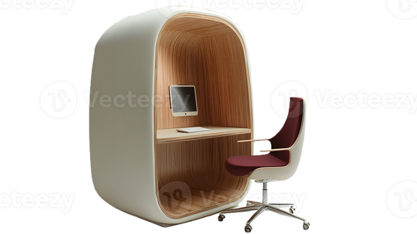 Ergonomic Chair with Computer Desk and Monitor png