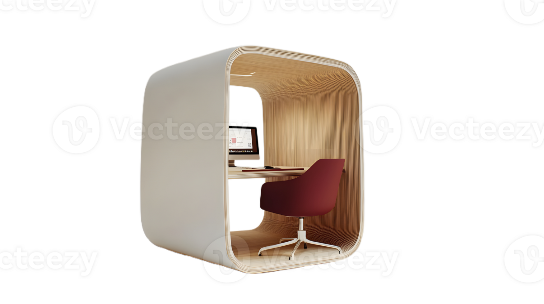 Space-Saving Desk with Chair and Desktop Computer png