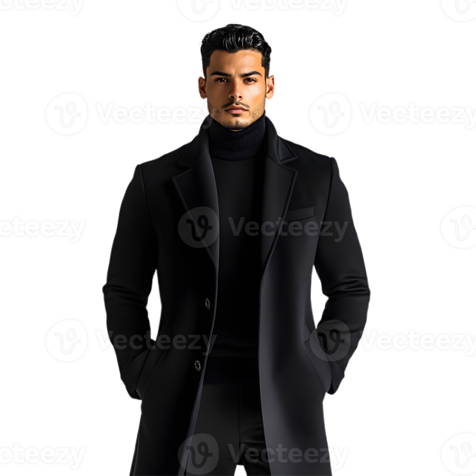 Stylish Man in Formal Black Coat and Tie png