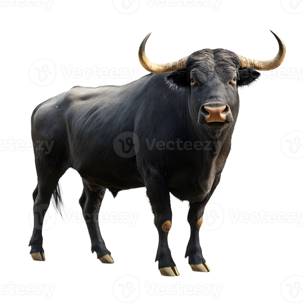 Detailed Buffalo Figure on a Transparent Surface png