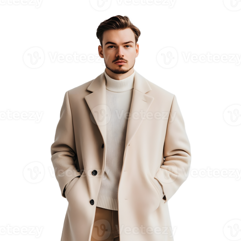 Sophisticated Man in Outerwear for Creative Use png