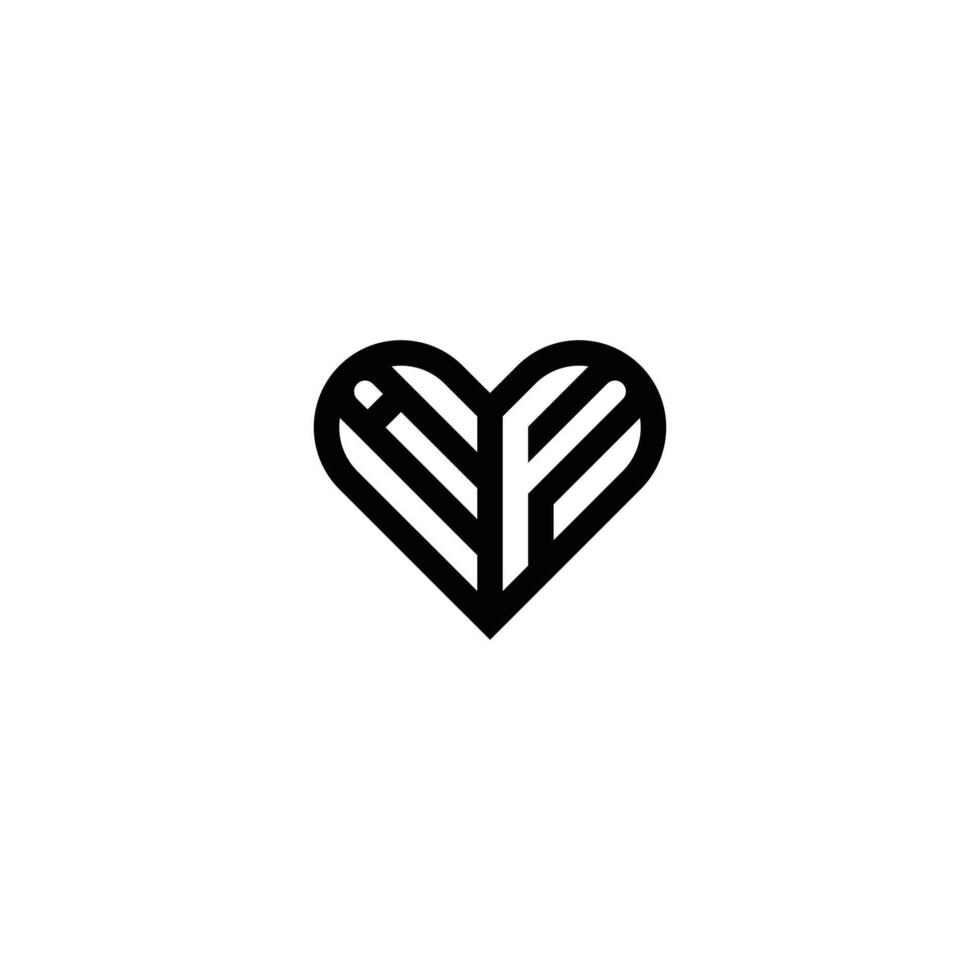 Elegant Alphabet Monogram IF FI Love Logo with Abstract Design vector