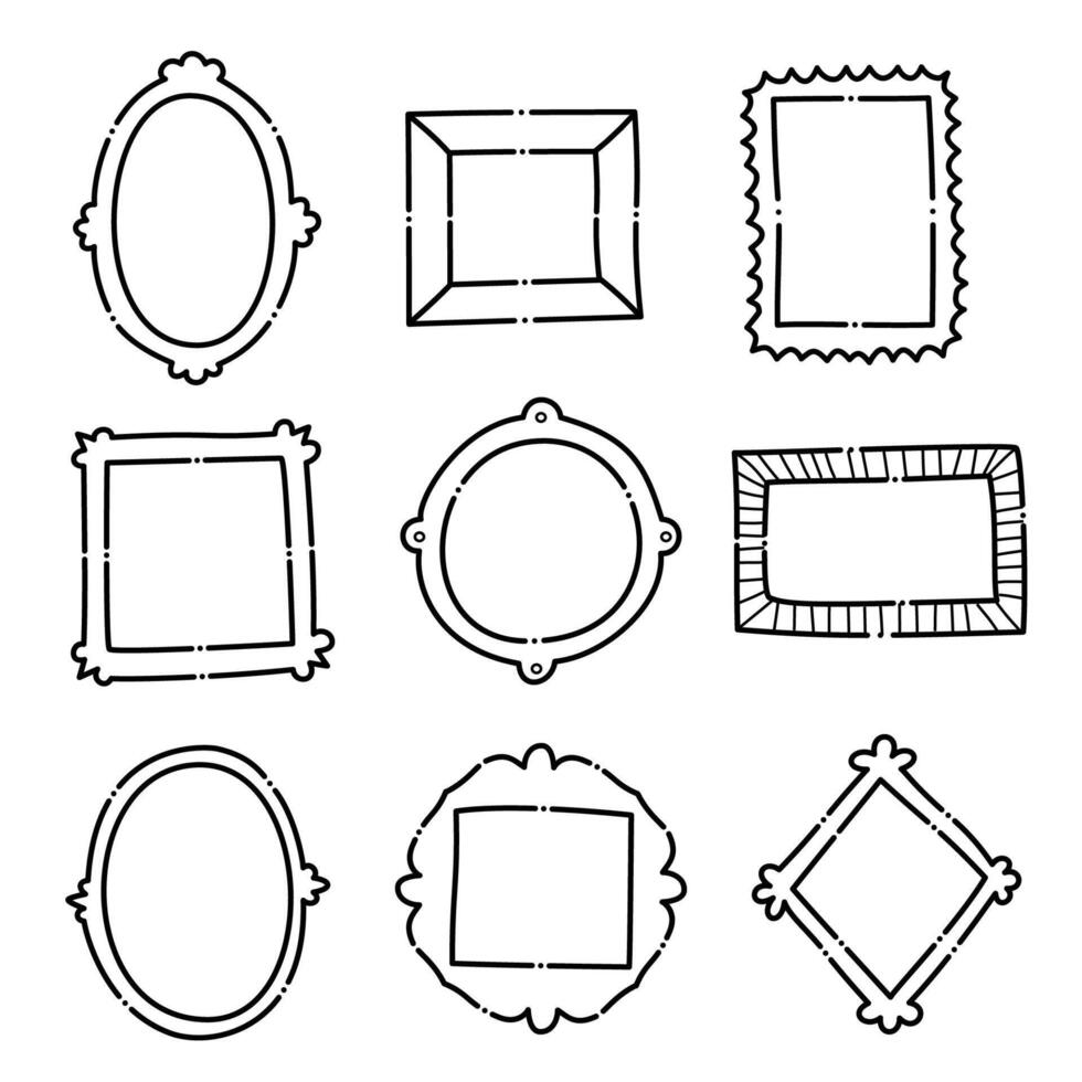 Set of vintage frame doodle vector