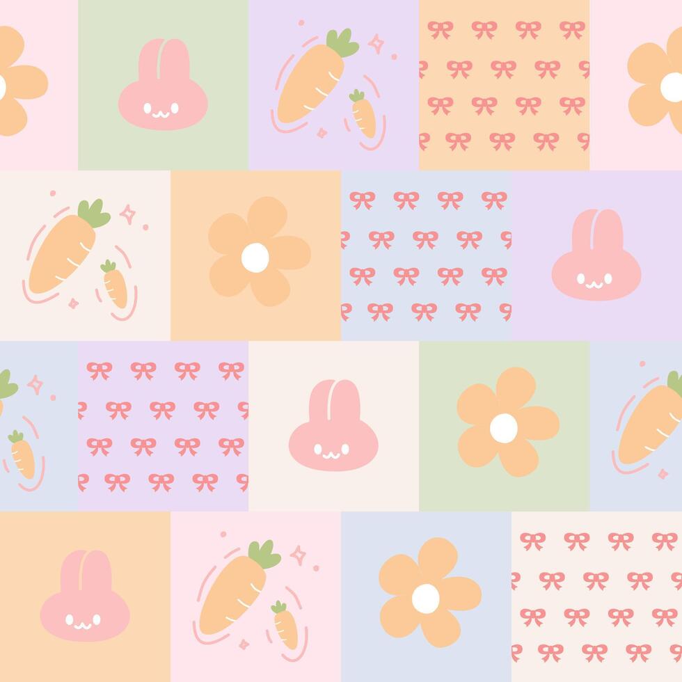 Seamless pattern of cute bunny vector