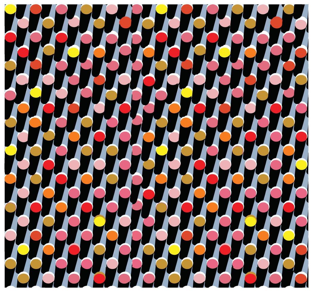A monochrome square print pattern adorned with variously colored dots, creating a vibrant contrast against the black and white background. vector