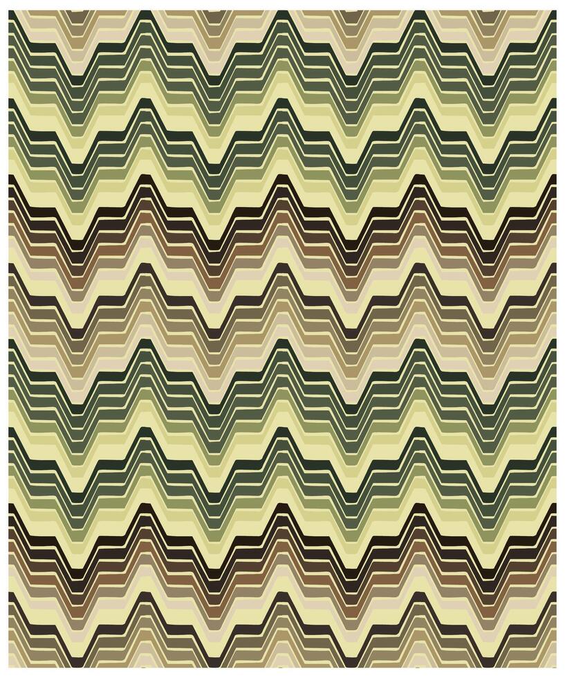 Abstract square print, zigzag pattern with varying shades of greens and browns. vector