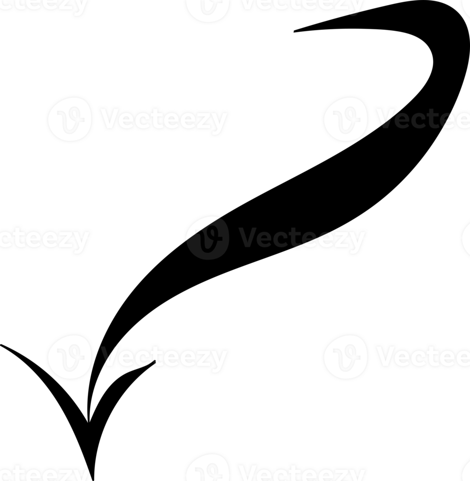 Illustration features a bold, black curved arrow with a dynamic, flowing design, tapering at both ends, giving it a sense of motion and direction. png