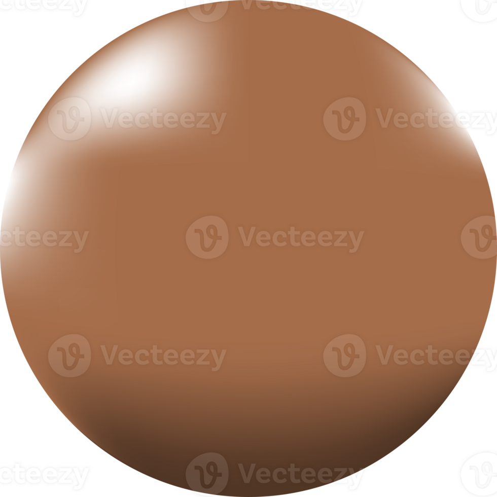 A glossy brown sphere with light reflections and shading giving it a three-dimensional appearance. png