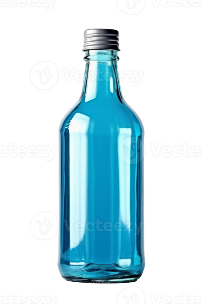 Blue glass bottle with cork. png