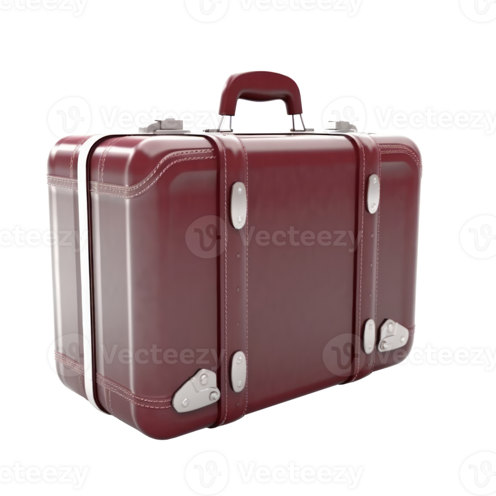 One burgundy suitcase. Vintage style. png