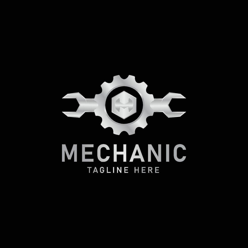 Wrench and gear logo. Mechanic service. vector