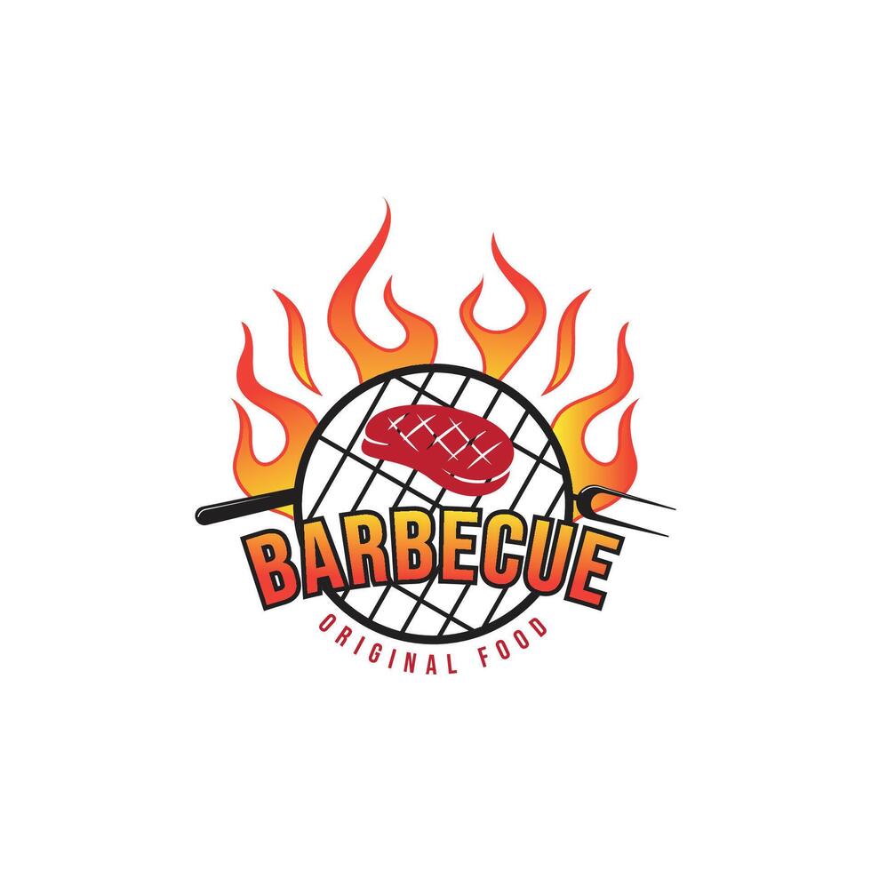 Barbecue grill logo design template vector