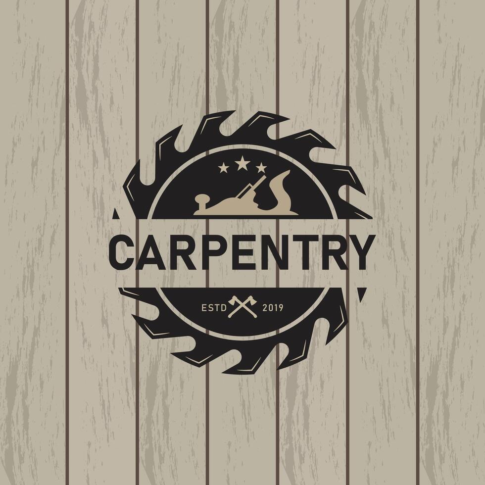 Woodwork gear logo design template element isolated vector