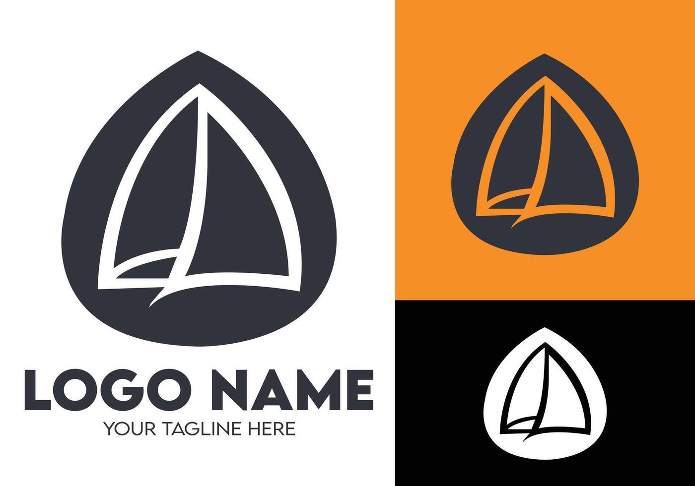 Modern Minimalist Black Logo Design for Travel and Tour Agency Businesses, Professional Creative Logo Design for Travel related Brands, Yatch Logo vector