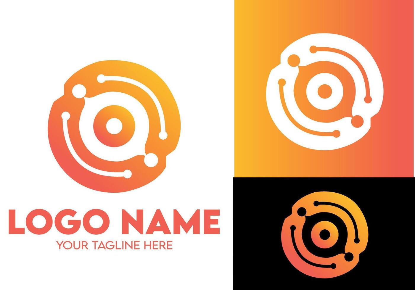 Modern Minimalist Orange Logo Design for Tech Startup Businesses, Professional Creative Logo Design for Tech related Brands, Abstract Shape Logo vector