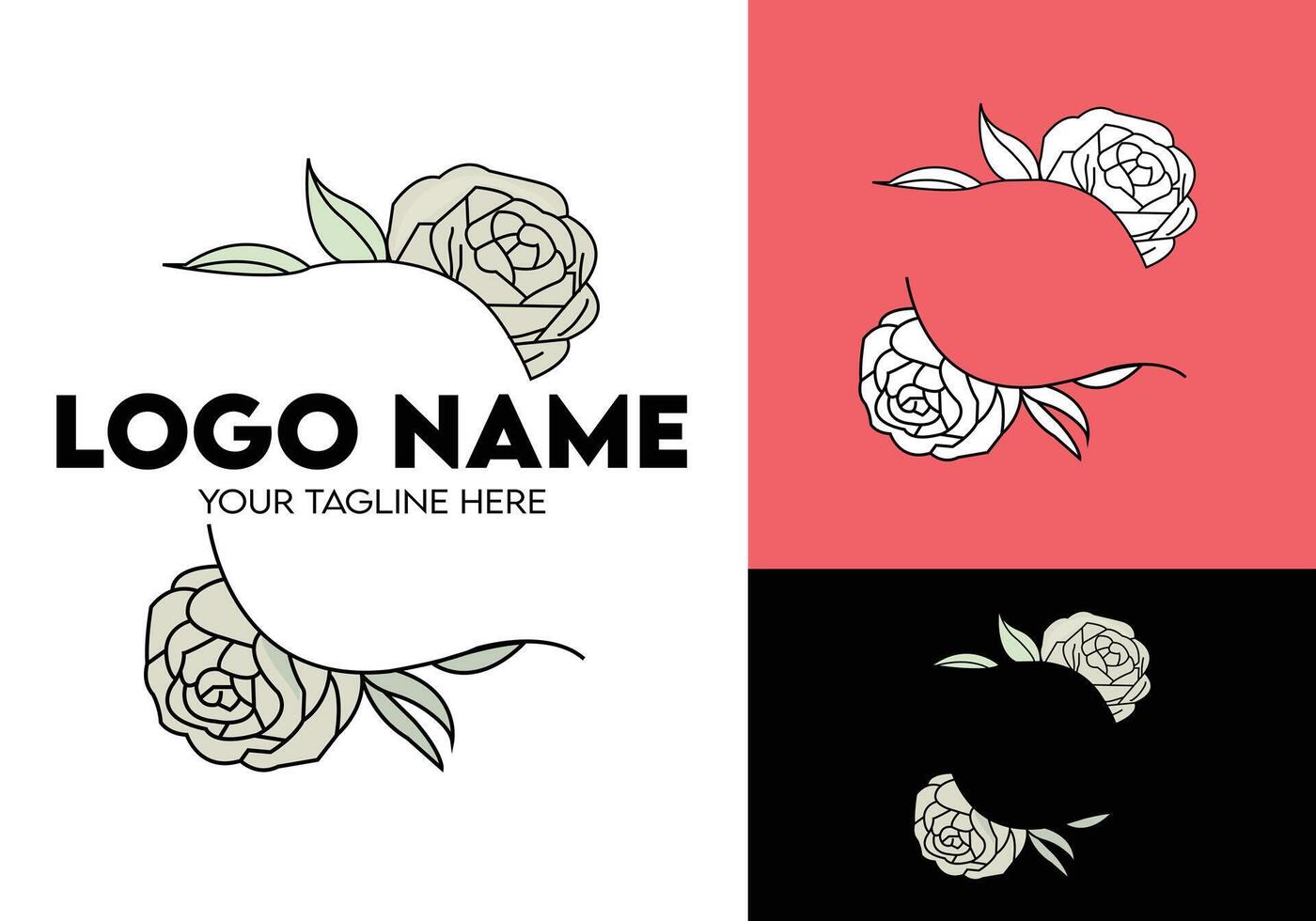 Feminine botanical logo design, modern minimalist feminine style brand logo design vector