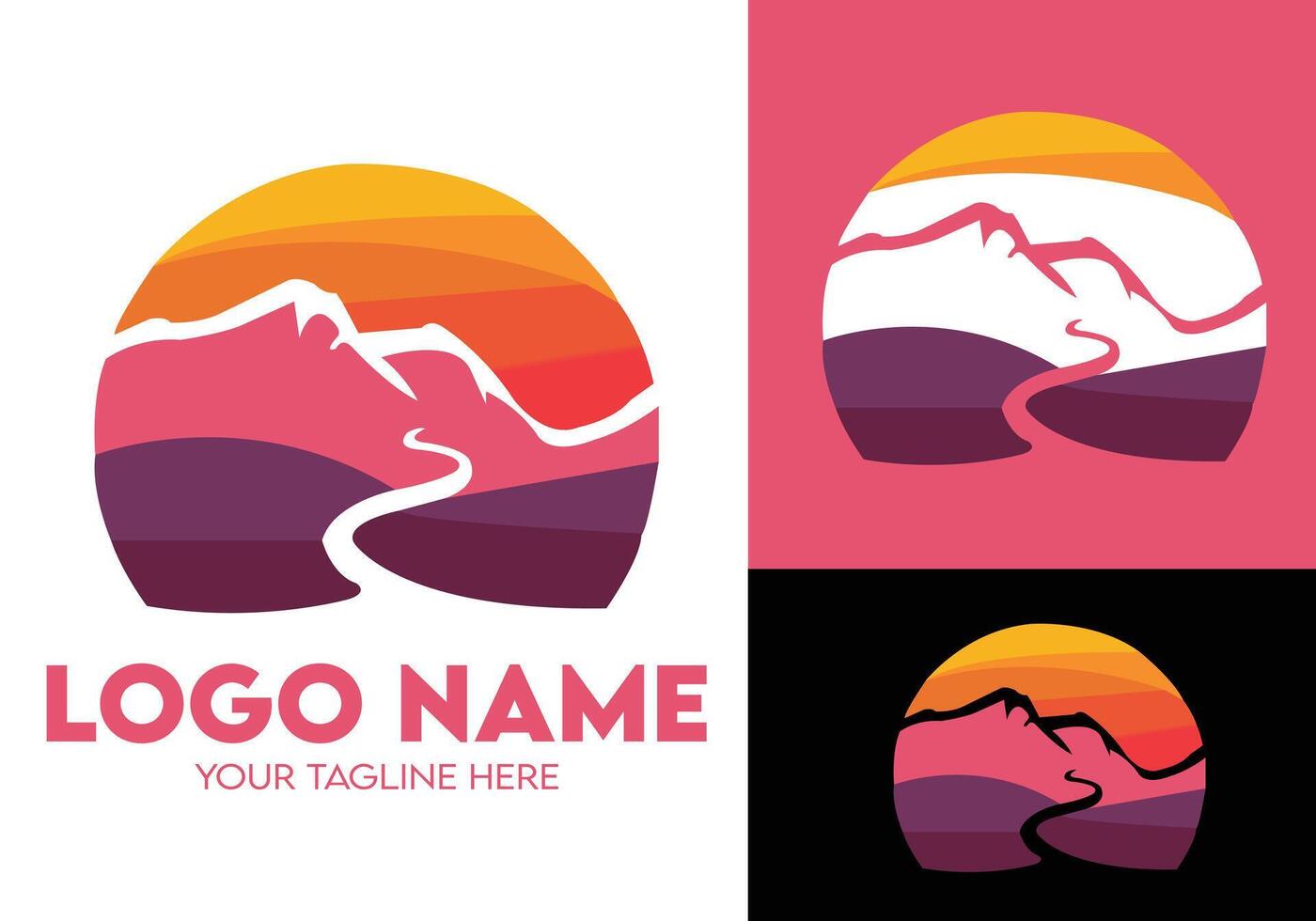 ravel company colorful gradient logo design, modern minimalist travel and tour agencies logo design vector