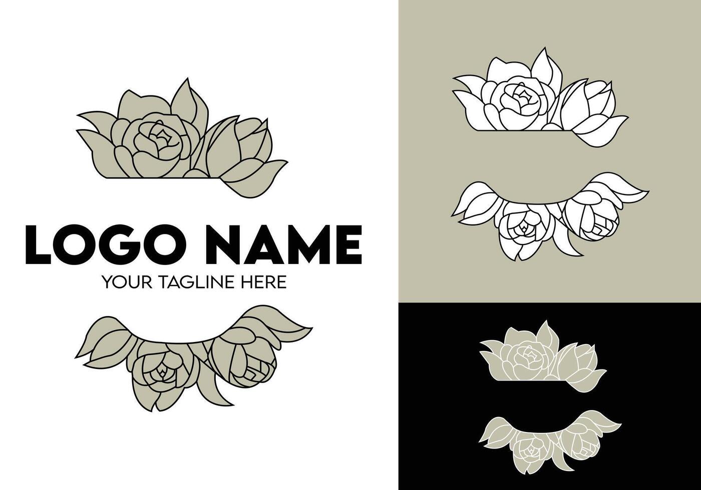 Feminine botanical logo design, modern minimalist feminine style brand logo vector