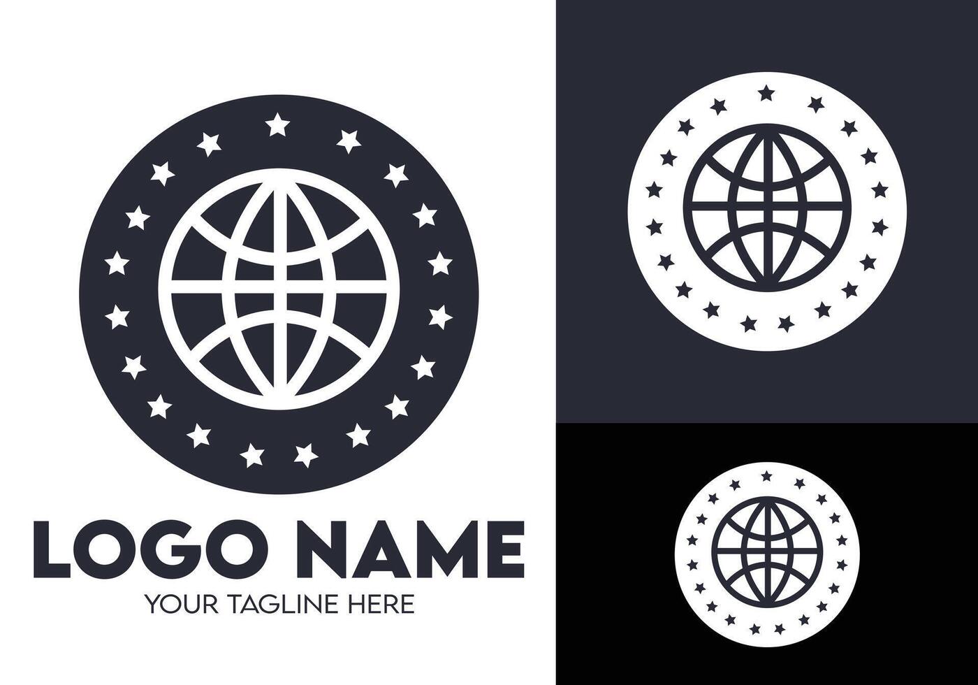 Modern Minimalist Black Logo Design for Travel and Tour Agency Businesses, Professional Creative Logo Design for Travel related Brands, Globe Logo vector