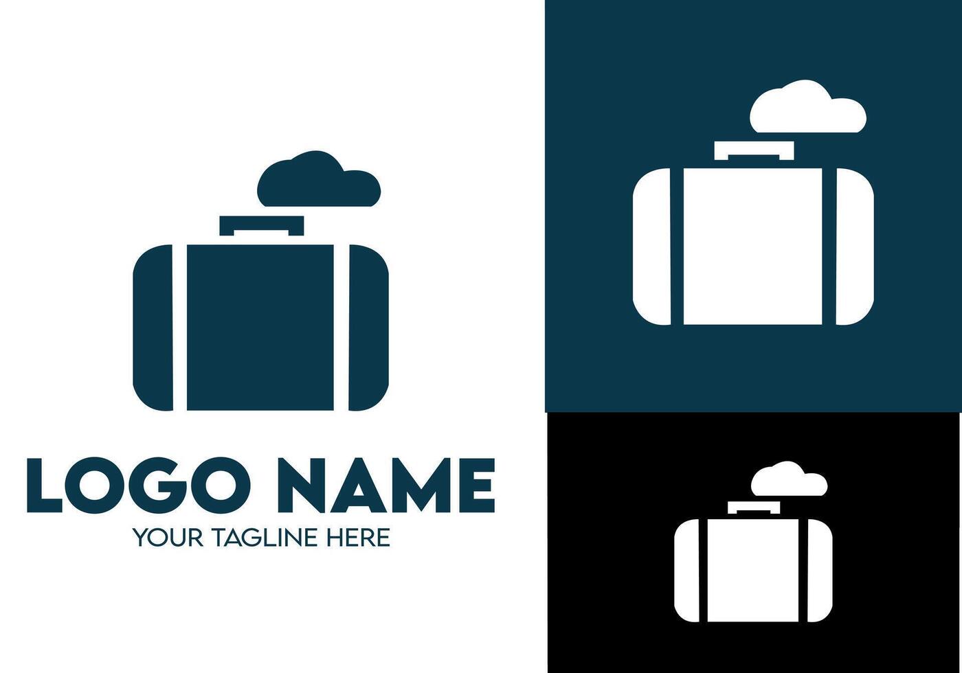 Modern Minimalist Blue Logo Design for Travel and Tour Agency Businesses, Professional Creative Logo Design for Travel related Brands, Logo for Bag with Cloud vector