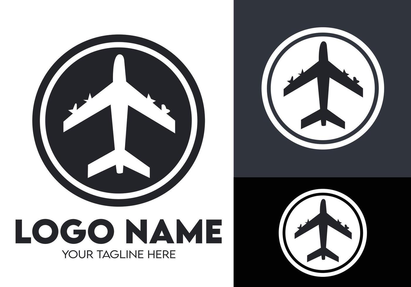 Modern Minimalist Black Logo Design for Travel and Tour Agency Businesses, Professional Creative Logo Design for Travel related Brands, Airplane Logo vector