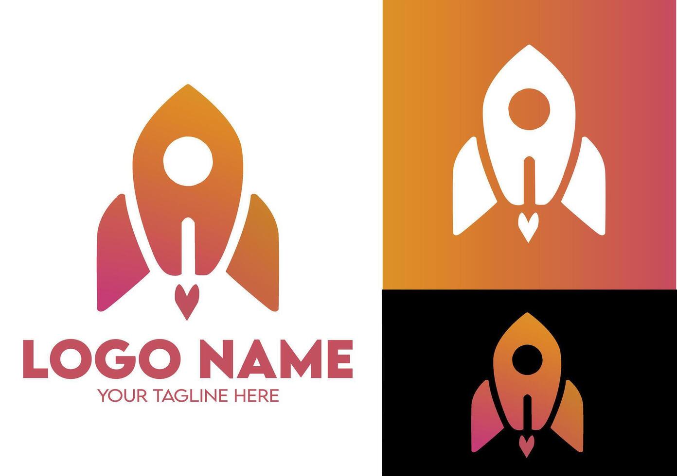 Modern Minimalist Orange Logo Design for Tech Startup Businesses, Professional Creative Logo Design for Tech related Brands, Rocket Logo vector