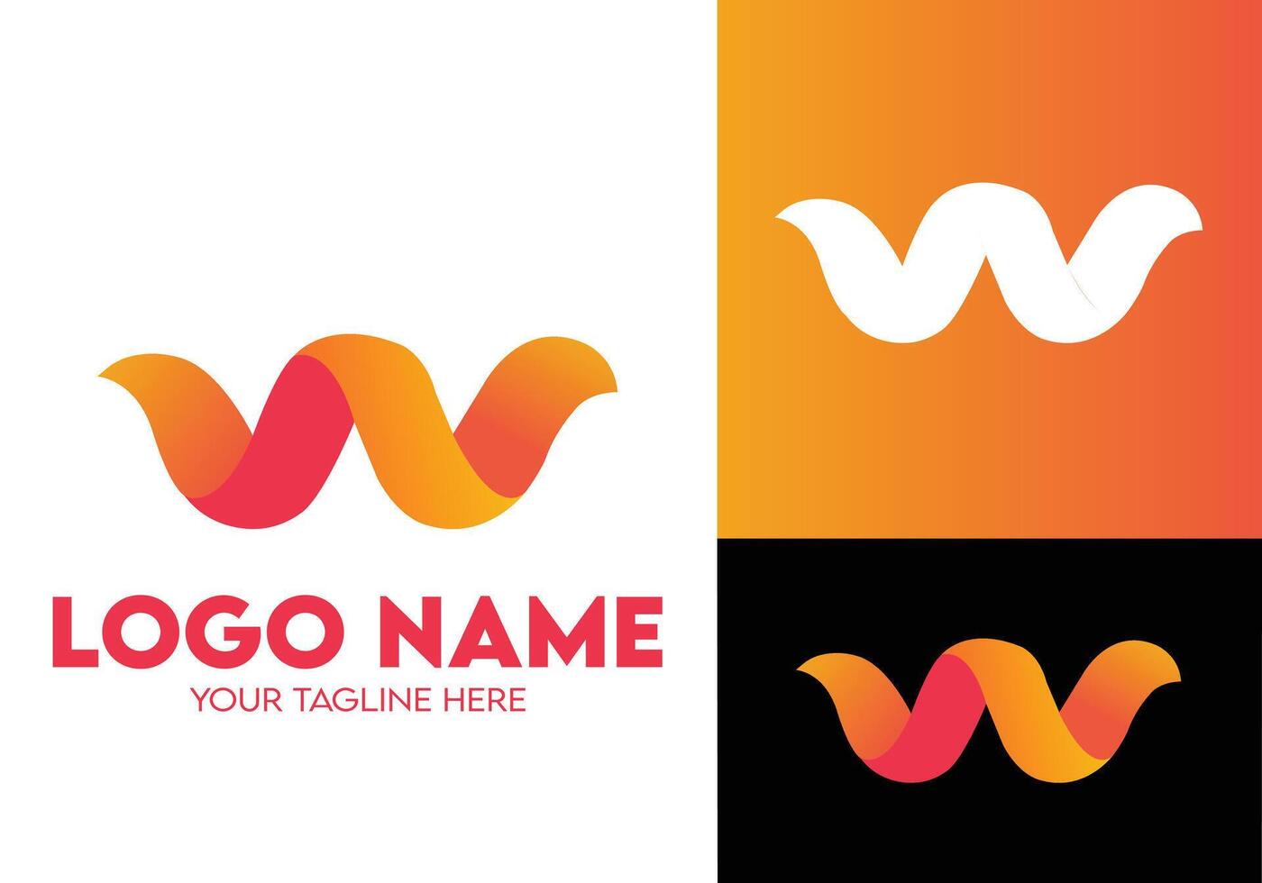 Modern Minimalist Orange W Initial Letter Logo Design for Tech Startup Businesses vector
