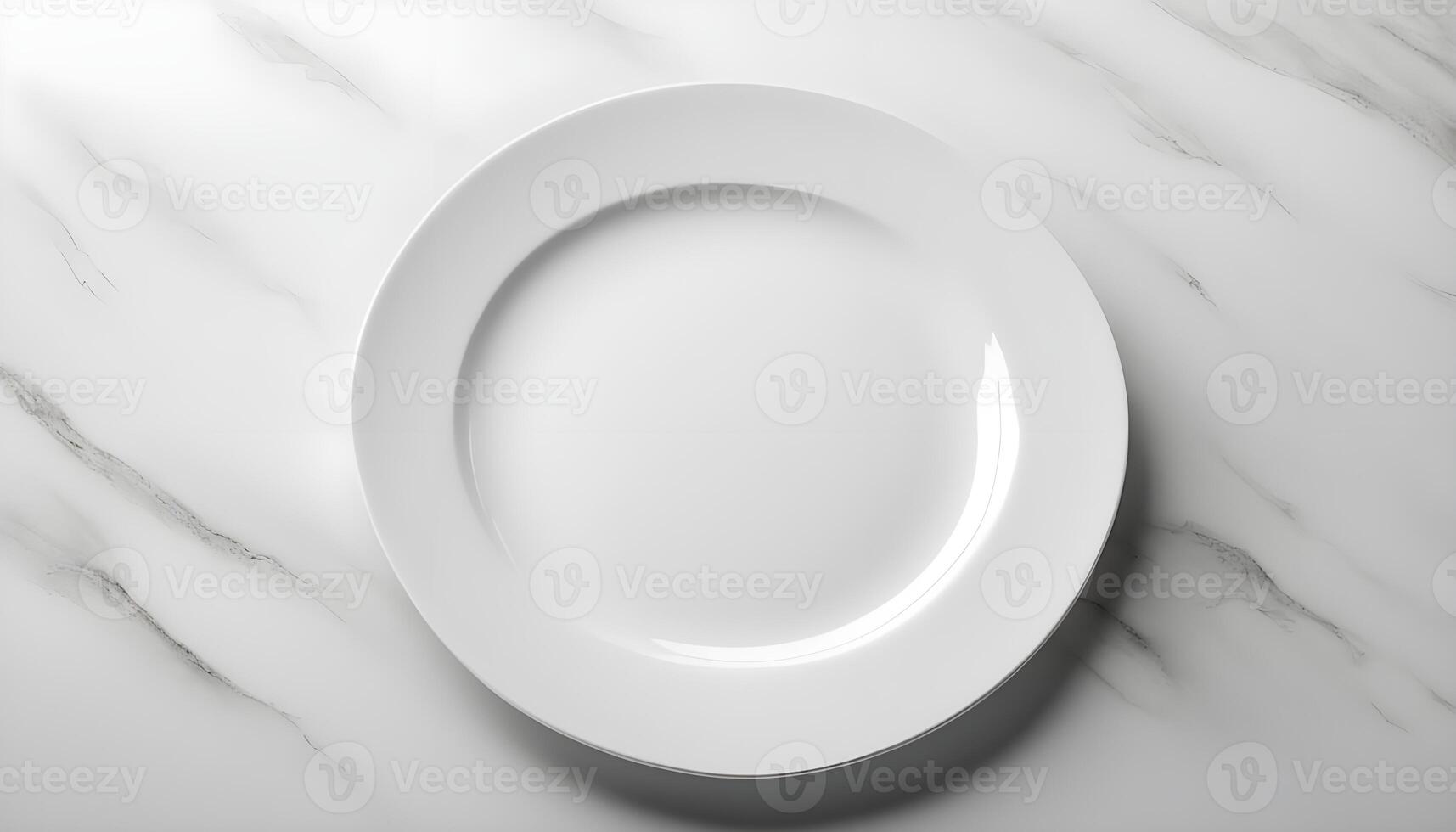 Empty white plate isolated on white background photo