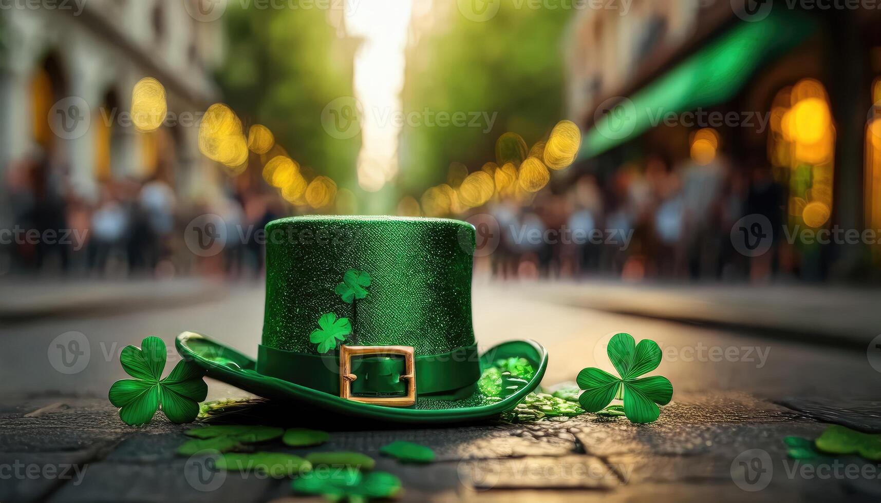 St Patrick's Day hats and clovers on the street photo