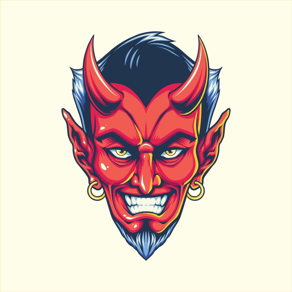 red devils head mascot illustration vector