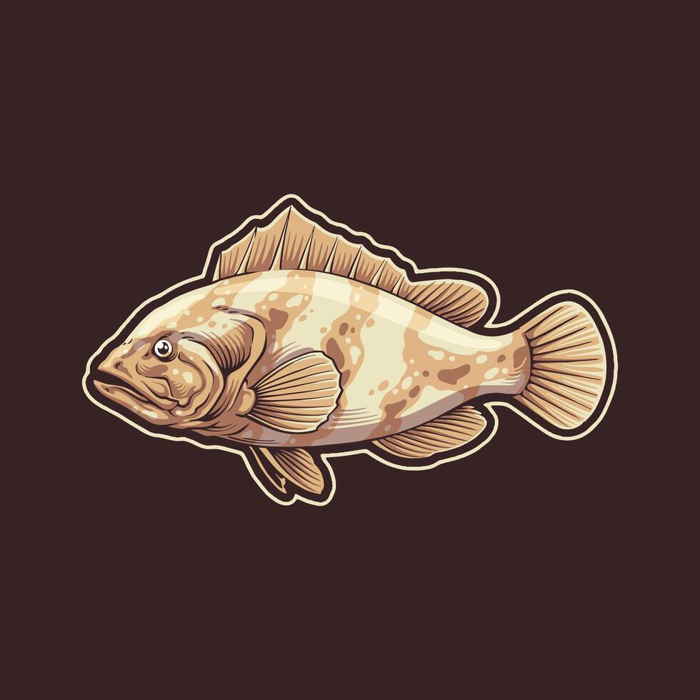 grouper fish icon logo illustration vector