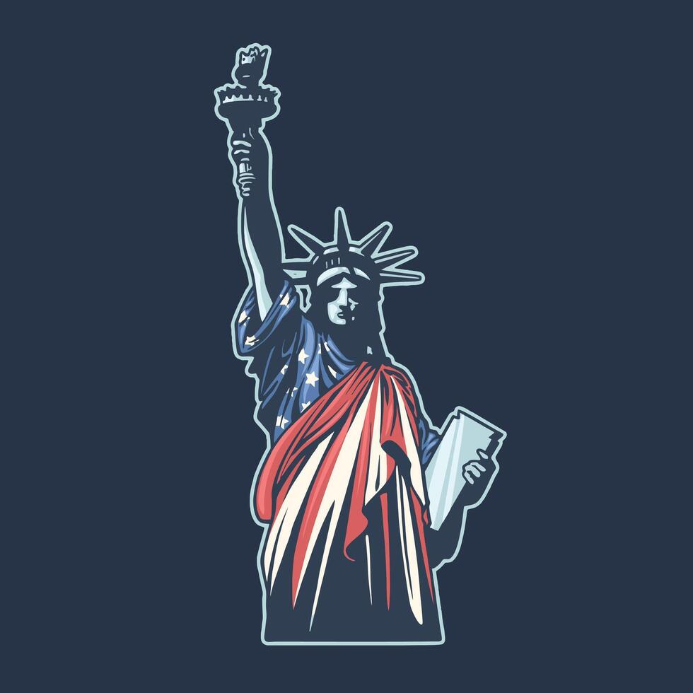 american flag liberty statue mascot illustration vector