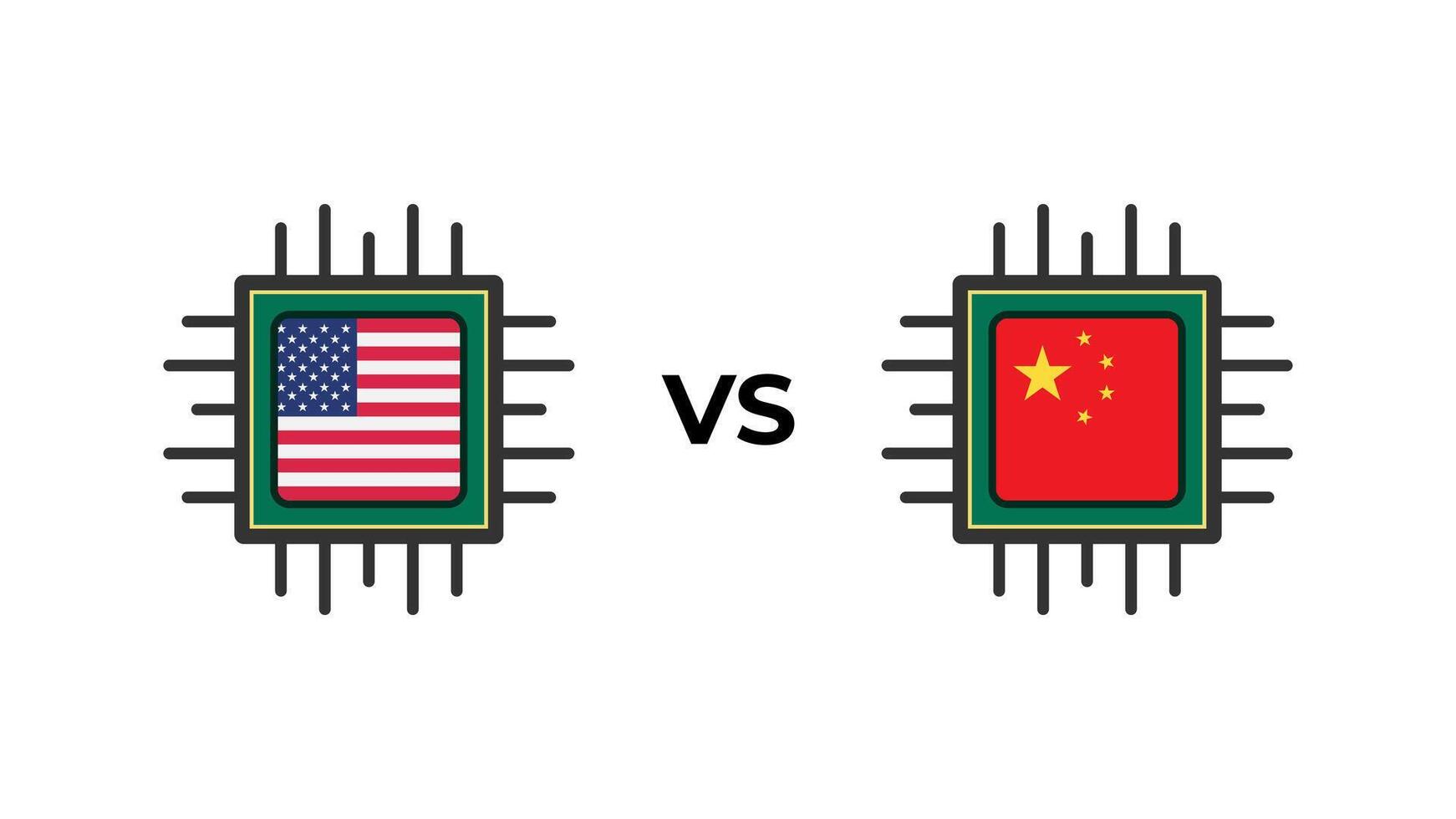 Artificial Intelligence technology competition America and China vector