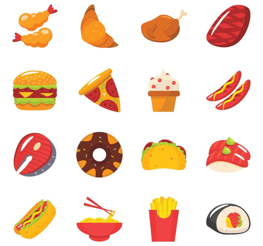 Colorful Japanese Fast Food With Flat Style Icons vector