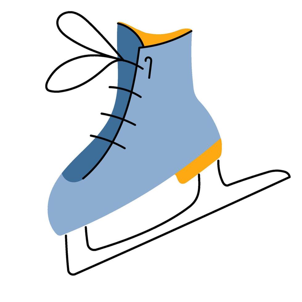 Doodle figure ice skates illustration isolated on white background. vector