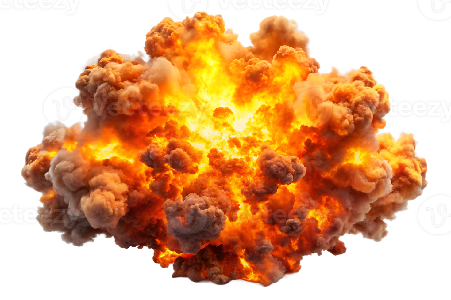 Explosion with Brown Smoke and Flames on transparant background png