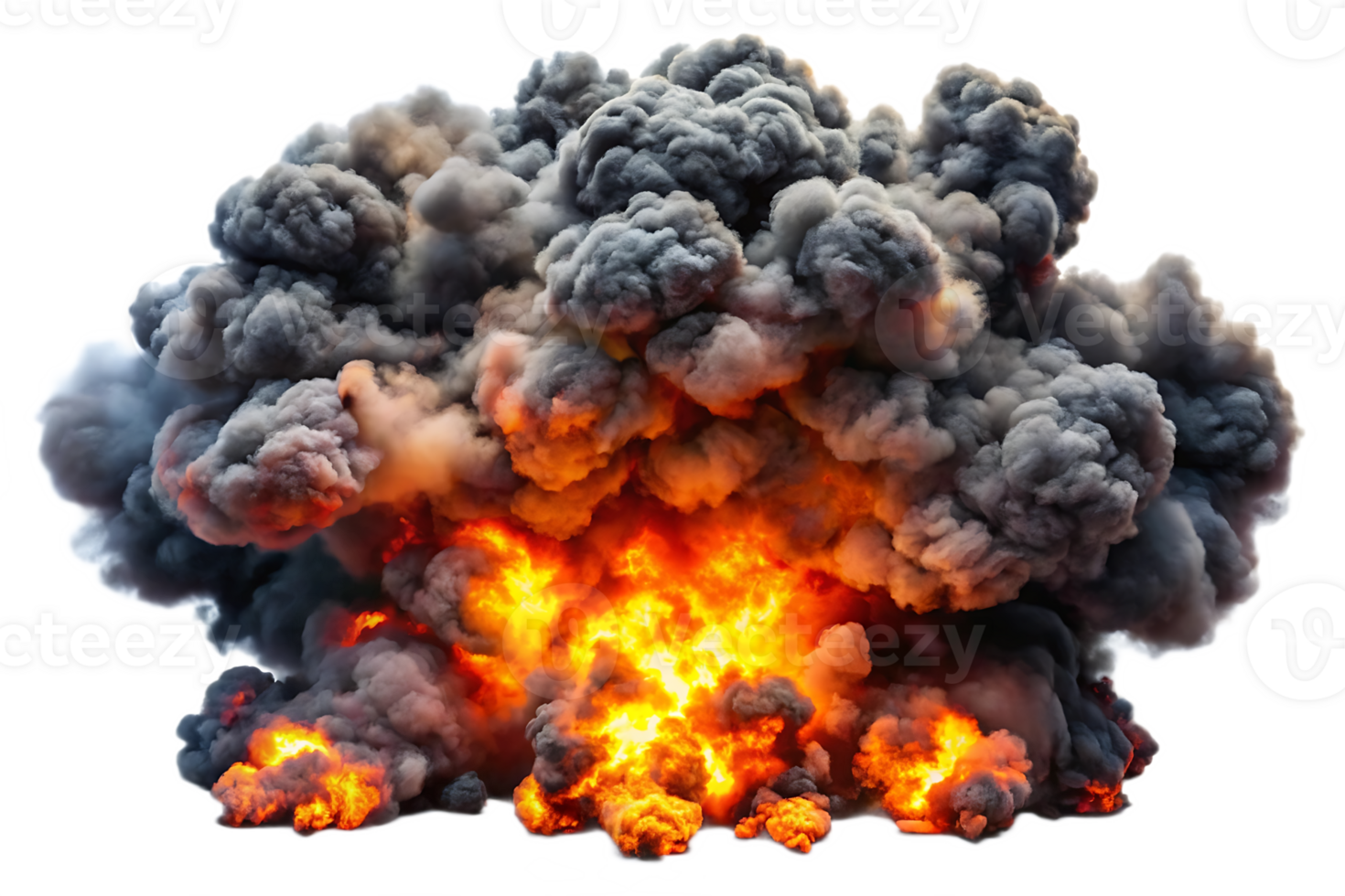 Explosion with Black Smoke and Flames on transparant background png