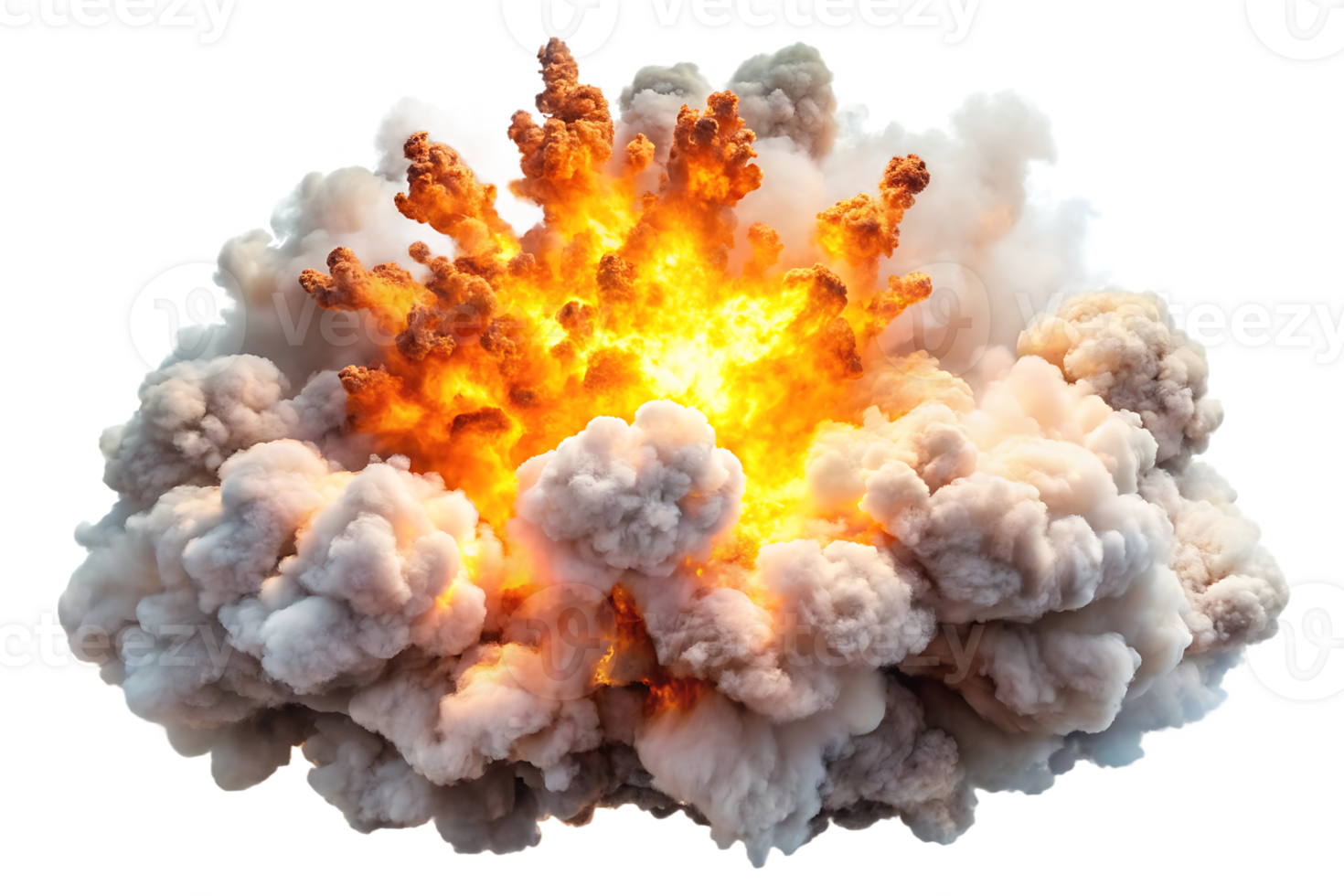 Explosion with whiteSmoke and Flames on transparant background png