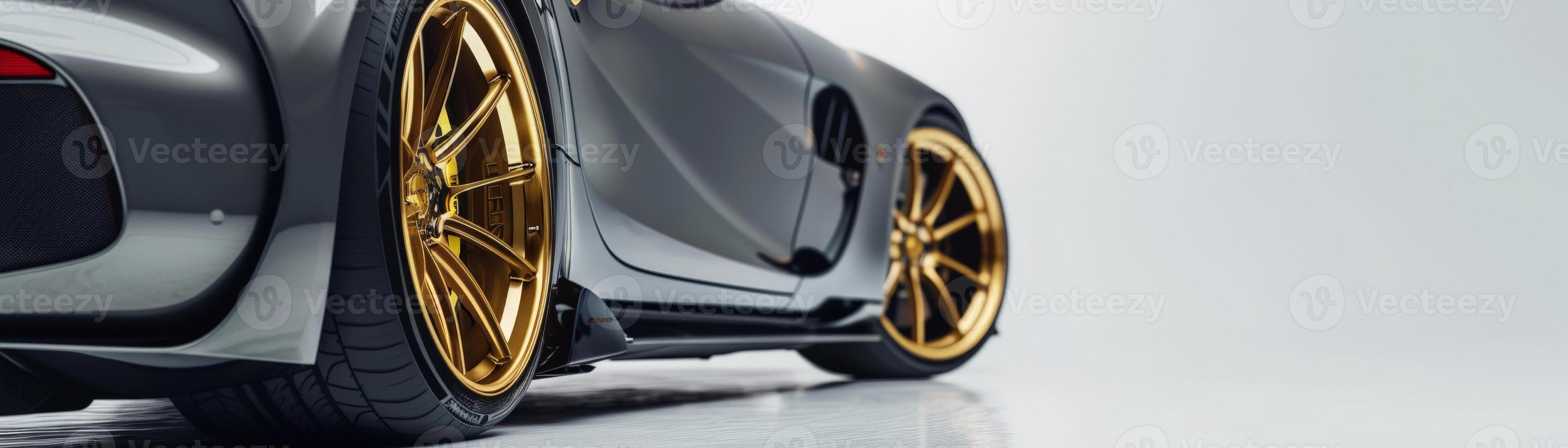 Luxury Car with Gold Wheels. photo