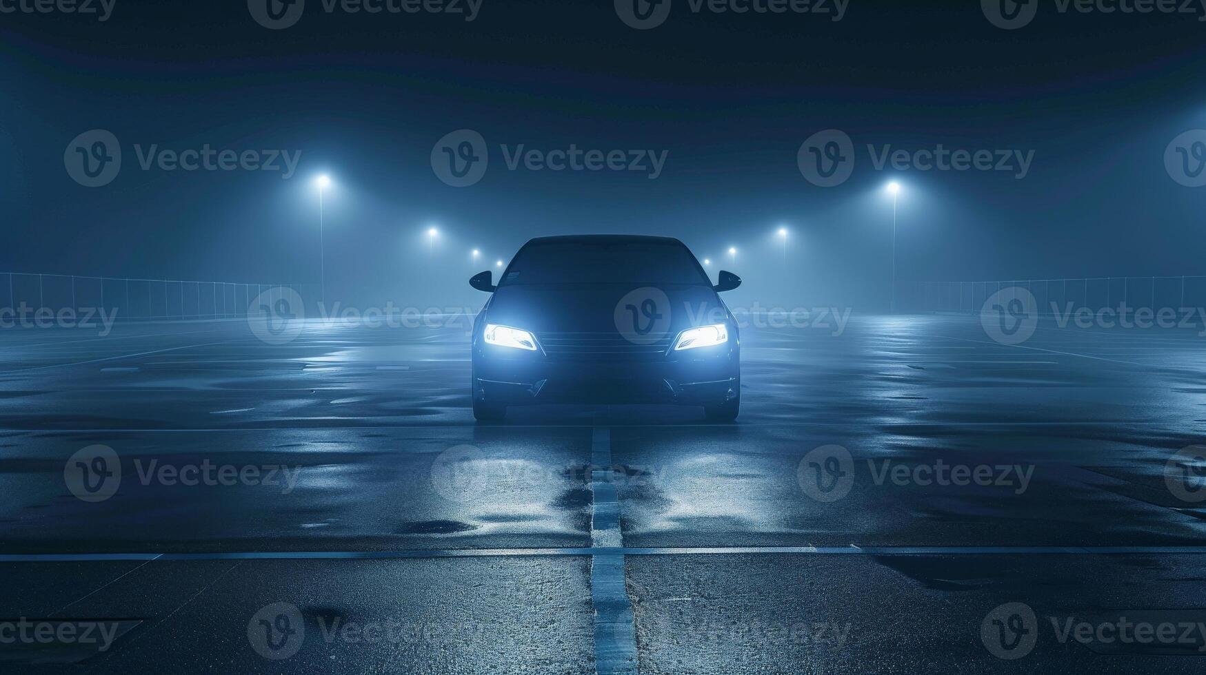 A Car in Foggy Night. photo