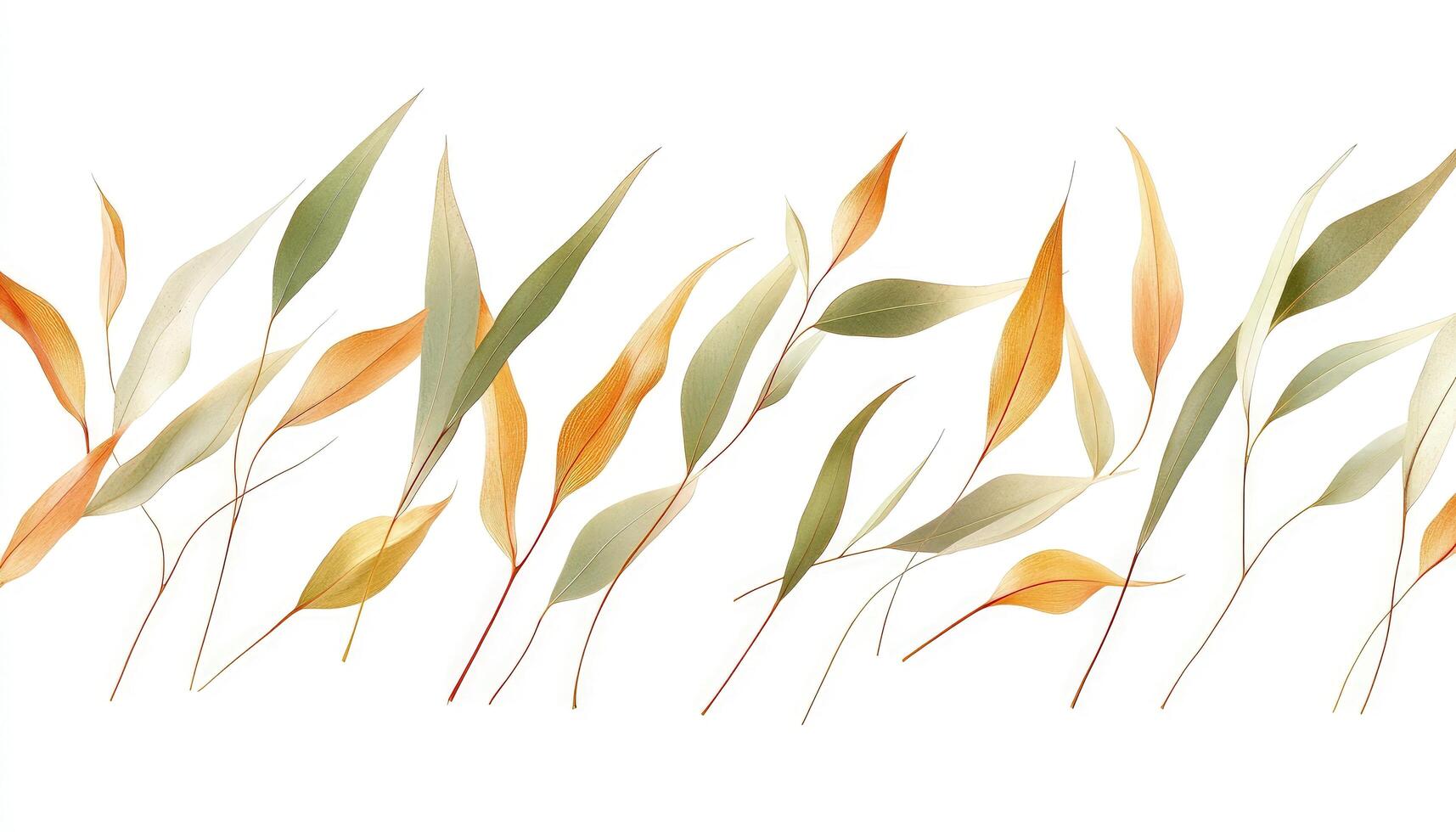 Elegant Autumnal Leaves Watercolor Painting Botanical Illustration Delicate Foliage Design Nature Artwork photo