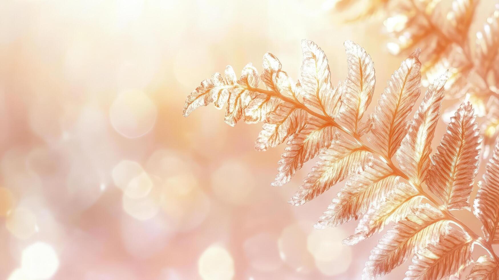 Golden Fern Frond in Soft Sunlight Botanical Photography Nature Backdrop photo