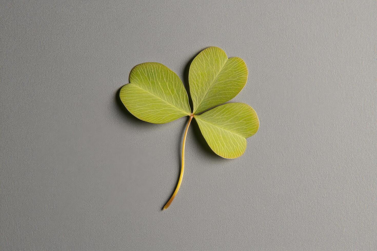 A Single Shamrock Leaf on a Grey Background A Minimalist Botanical Photography photo