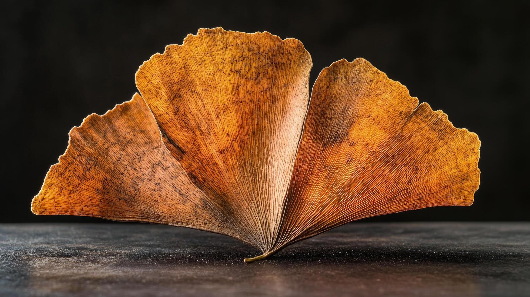 Autumnal Ginkgo Biloba Leaf A Study in Texture and Light photo