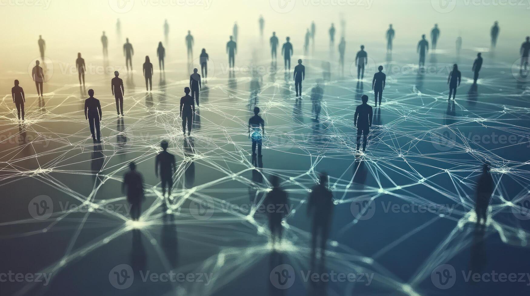 People are connected to each other in a network photo
