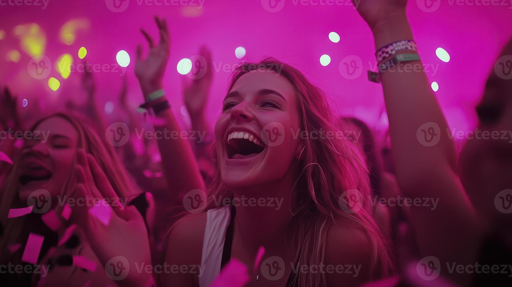 Euphoric Crowd at Vibrant Music Festival A Night of Unforgettable Energy and Joyful Celebration photo