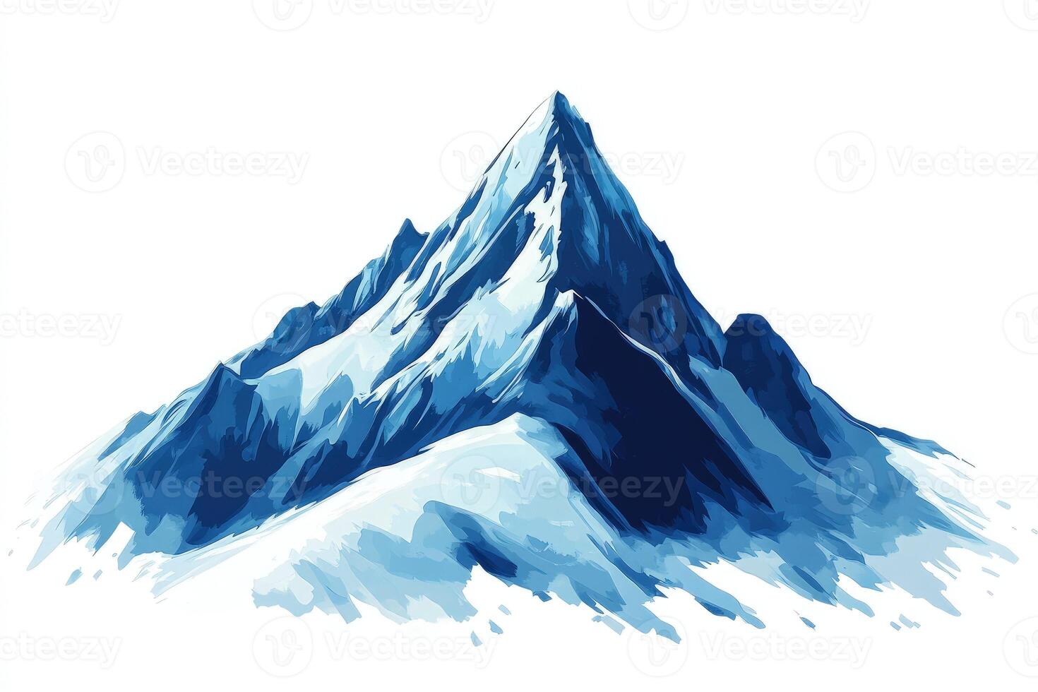 A mountain with blue watercolor paint on it photo