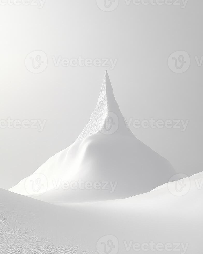 A mountain covered in snow with a large peak photo