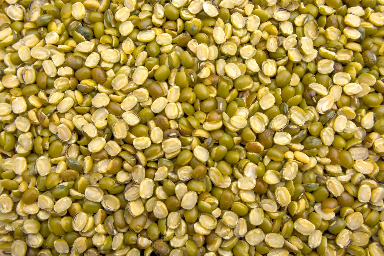 Full-Frame Split Mung Beans Green Gram Top View Close-Up Texture photo